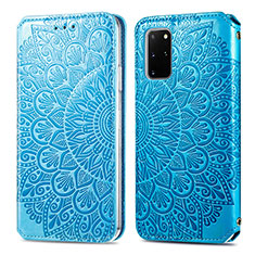 Coque Portefeuille Motif Fantaisie Livre Cuir Etui Clapet S01D pour Samsung Galaxy S20 Plus 5G Bleu