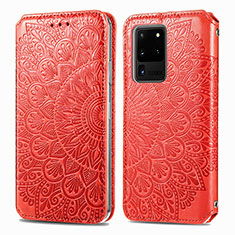 Coque Portefeuille Motif Fantaisie Livre Cuir Etui Clapet S01D pour Samsung Galaxy S20 Ultra 5G Rouge