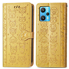 Coque Portefeuille Motif Fantaisie Livre Cuir Etui Clapet S03D pour Realme 9 5G Jaune