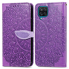 Coque Portefeuille Motif Fantaisie Livre Cuir Etui Clapet S04D pour Samsung Galaxy A12 Nacho Violet