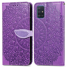 Coque Portefeuille Motif Fantaisie Livre Cuir Etui Clapet S04D pour Samsung Galaxy A71 4G A715 Violet
