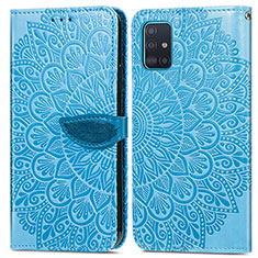 Coque Portefeuille Motif Fantaisie Livre Cuir Etui Clapet S04D pour Samsung Galaxy A71 5G Bleu