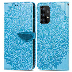 Coque Portefeuille Motif Fantaisie Livre Cuir Etui Clapet S04D pour Samsung Galaxy A72 5G Bleu