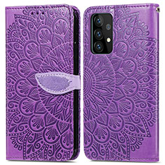 Coque Portefeuille Motif Fantaisie Livre Cuir Etui Clapet S04D pour Samsung Galaxy A72 5G Violet
