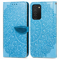Coque Portefeuille Motif Fantaisie Livre Cuir Etui Clapet S04D pour Samsung Galaxy M02s Bleu