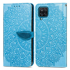 Coque Portefeuille Motif Fantaisie Livre Cuir Etui Clapet S04D pour Samsung Galaxy M12 Bleu
