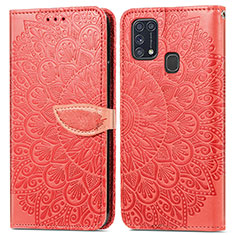 Coque Portefeuille Motif Fantaisie Livre Cuir Etui Clapet S04D pour Samsung Galaxy M21s Rouge