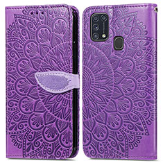Coque Portefeuille Motif Fantaisie Livre Cuir Etui Clapet S04D pour Samsung Galaxy M31 Violet