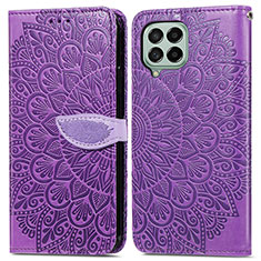 Coque Portefeuille Motif Fantaisie Livre Cuir Etui Clapet S04D pour Samsung Galaxy M53 5G Violet