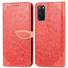 Coque Portefeuille Motif Fantaisie Livre Cuir Etui Clapet S04D pour Samsung Galaxy S20 5G Rouge