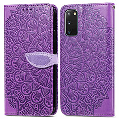 Coque Portefeuille Motif Fantaisie Livre Cuir Etui Clapet S04D pour Samsung Galaxy S20 5G Violet