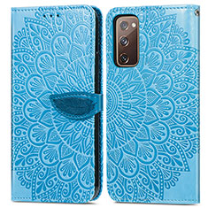 Coque Portefeuille Motif Fantaisie Livre Cuir Etui Clapet S04D pour Samsung Galaxy S20 FE (2022) 5G Bleu