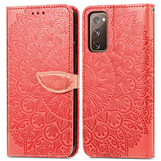 Coque Portefeuille Motif Fantaisie Livre Cuir Etui Clapet S04D pour Samsung Galaxy S20 FE 4G Rouge