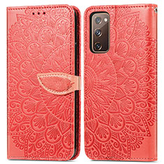 Coque Portefeuille Motif Fantaisie Livre Cuir Etui Clapet S04D pour Samsung Galaxy S20 FE 5G Rouge