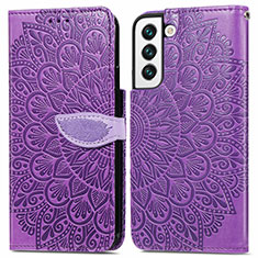 Coque Portefeuille Motif Fantaisie Livre Cuir Etui Clapet S04D pour Samsung Galaxy S21 5G Violet