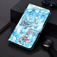 Coque Portefeuille Motif Fantaisie Livre Cuir Etui Clapet Y01B pour Samsung Galaxy A20e Bleu Clair