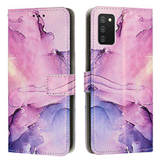Coque Portefeuille Motif Fantaisie Livre Cuir Etui Clapet Y01X pour Samsung Galaxy A03s Violet