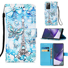 Coque Portefeuille Motif Fantaisie Livre Cuir Etui Clapet Y02B pour Samsung Galaxy Note 20 Ultra 5G Bleu Clair
