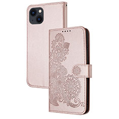 Coque Portefeuille Motif Fantaisie Livre Cuir Etui Clapet Y02X pour Apple iPhone 14 Or Rose
