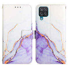 Coque Portefeuille Motif Fantaisie Livre Cuir Etui Clapet Y04B pour Samsung Galaxy F12 Violet