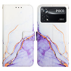 Coque Portefeuille Motif Fantaisie Livre Cuir Etui Clapet Y04B pour Xiaomi Poco X4 Pro 5G Violet