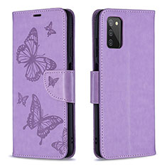 Coque Portefeuille Papillon Livre Cuir Etui Clapet B01F pour Samsung Galaxy A03s Violet Clair