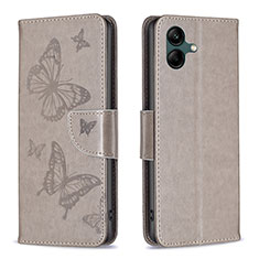 Coque Portefeuille Papillon Livre Cuir Etui Clapet B01F pour Samsung Galaxy A04 4G Gris