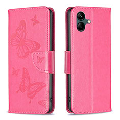 Coque Portefeuille Papillon Livre Cuir Etui Clapet B01F pour Samsung Galaxy A04 4G Rose Rouge