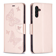 Coque Portefeuille Papillon Livre Cuir Etui Clapet B01F pour Samsung Galaxy A04s Or Rose