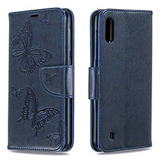 Coque Portefeuille Papillon Livre Cuir Etui Clapet B01F pour Samsung Galaxy A10 Bleu