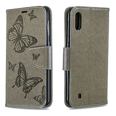 Coque Portefeuille Papillon Livre Cuir Etui Clapet B01F pour Samsung Galaxy A10 Gris