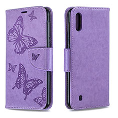 Coque Portefeuille Papillon Livre Cuir Etui Clapet B01F pour Samsung Galaxy A10 Violet Clair