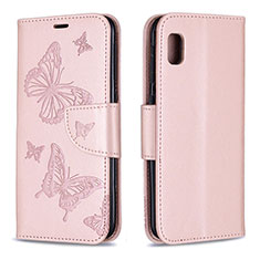Coque Portefeuille Papillon Livre Cuir Etui Clapet B01F pour Samsung Galaxy A10e Or Rose