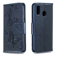 Coque Portefeuille Papillon Livre Cuir Etui Clapet B01F pour Samsung Galaxy A20 Bleu