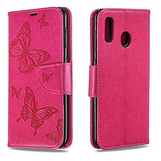 Coque Portefeuille Papillon Livre Cuir Etui Clapet B01F pour Samsung Galaxy A20 Rose Rouge