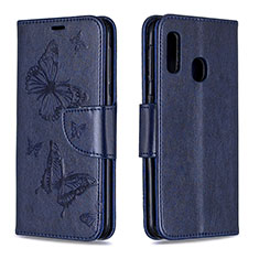 Coque Portefeuille Papillon Livre Cuir Etui Clapet B01F pour Samsung Galaxy A20e Bleu