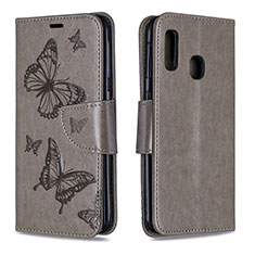 Coque Portefeuille Papillon Livre Cuir Etui Clapet B01F pour Samsung Galaxy A20e Gris