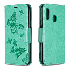 Coque Portefeuille Papillon Livre Cuir Etui Clapet B01F pour Samsung Galaxy A20e Vert