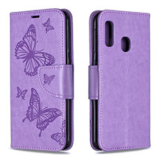 Coque Portefeuille Papillon Livre Cuir Etui Clapet B01F pour Samsung Galaxy A20e Violet Clair