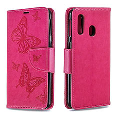 Coque Portefeuille Papillon Livre Cuir Etui Clapet B01F pour Samsung Galaxy A40 Rose Rouge