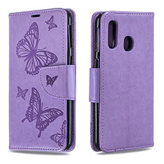 Coque Portefeuille Papillon Livre Cuir Etui Clapet B01F pour Samsung Galaxy A40 Violet Clair