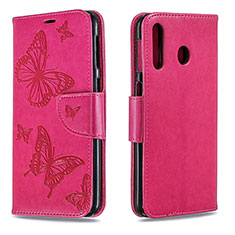 Coque Portefeuille Papillon Livre Cuir Etui Clapet B01F pour Samsung Galaxy A40s Rose Rouge