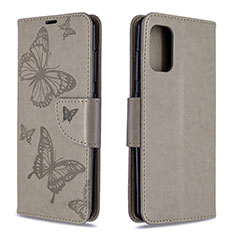 Coque Portefeuille Papillon Livre Cuir Etui Clapet B01F pour Samsung Galaxy A41 Gris