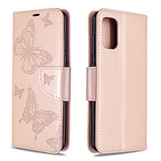 Coque Portefeuille Papillon Livre Cuir Etui Clapet B01F pour Samsung Galaxy A41 Or Rose