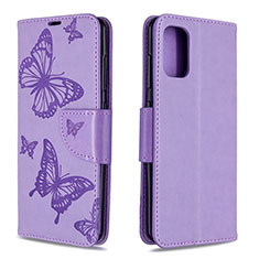 Coque Portefeuille Papillon Livre Cuir Etui Clapet B01F pour Samsung Galaxy A41 Violet Clair