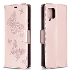 Coque Portefeuille Papillon Livre Cuir Etui Clapet B01F pour Samsung Galaxy A42 5G Or Rose