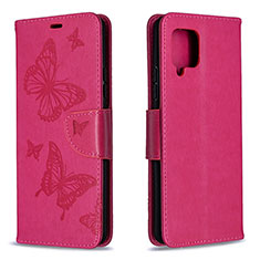 Coque Portefeuille Papillon Livre Cuir Etui Clapet B01F pour Samsung Galaxy A42 5G Rose Rouge