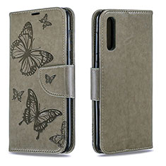 Coque Portefeuille Papillon Livre Cuir Etui Clapet B01F pour Samsung Galaxy A50 Gris