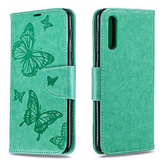 Coque Portefeuille Papillon Livre Cuir Etui Clapet B01F pour Samsung Galaxy A50 Vert