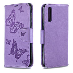 Coque Portefeuille Papillon Livre Cuir Etui Clapet B01F pour Samsung Galaxy A50 Violet Clair